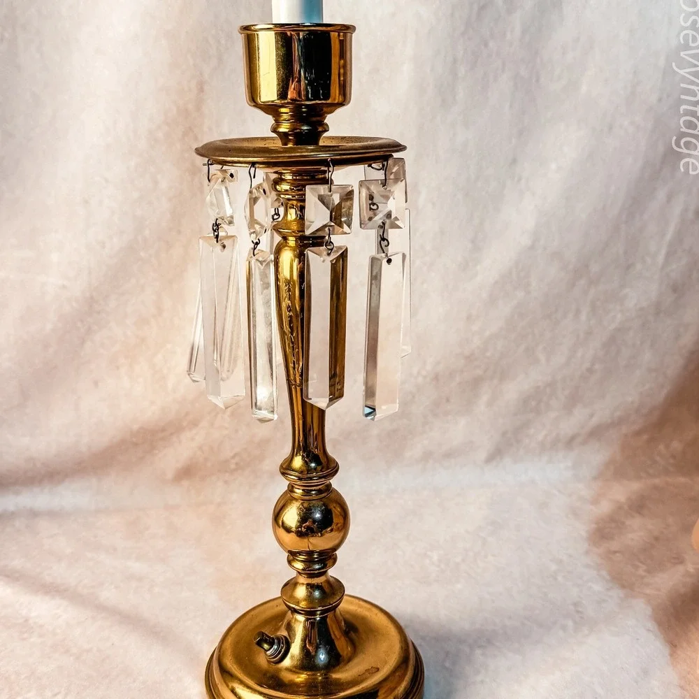 Brass and Crystal Prism Lamp